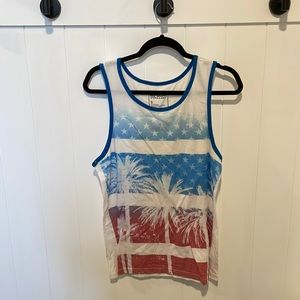 Red White and Blue Tropical Tank Top Small